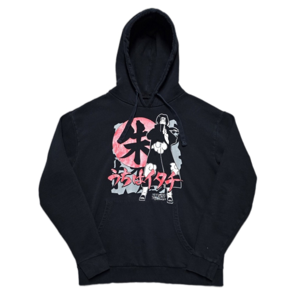 RARE VTG Naruto x Hoodie Mens L Itachi Uchiha Akatsuki Cloak Japan Exclusive Y2K